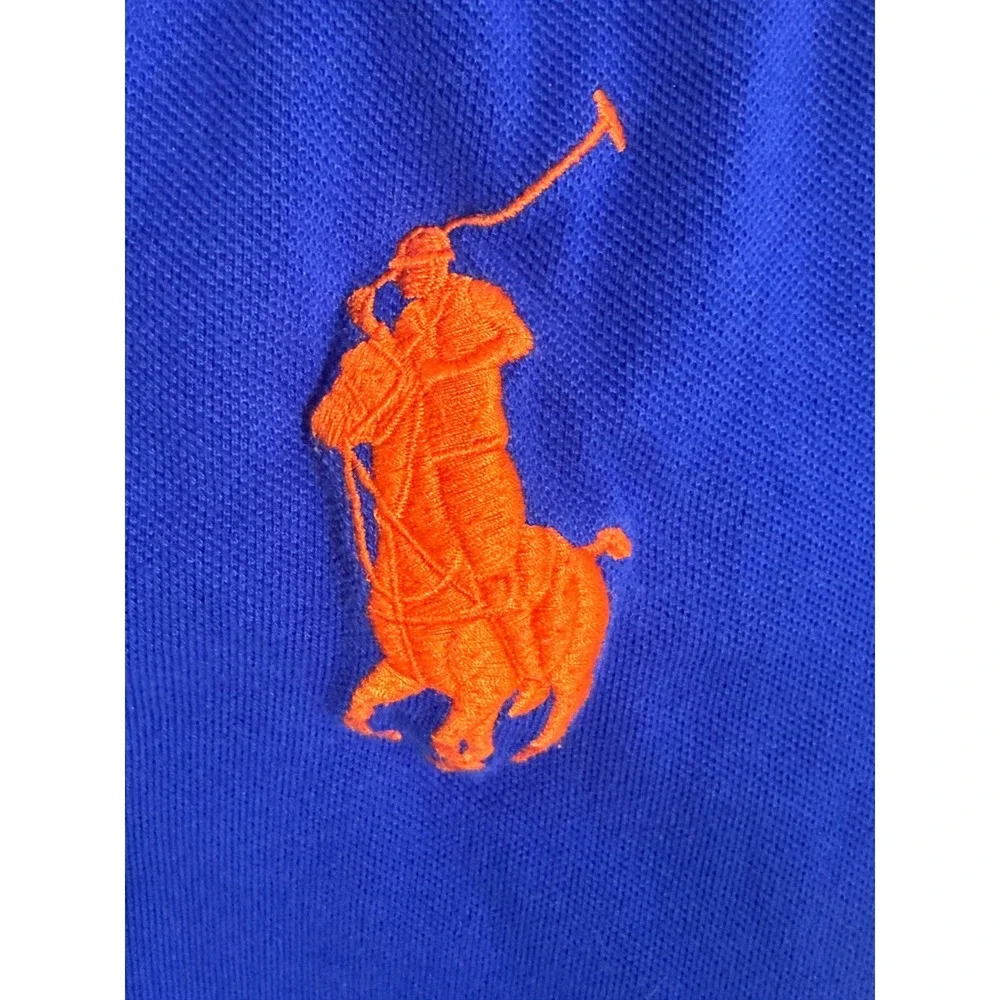 Polo Ralph Lauren Boys Royal Blue Orange Big Pony Polo Shirt Classic Fit Size 8